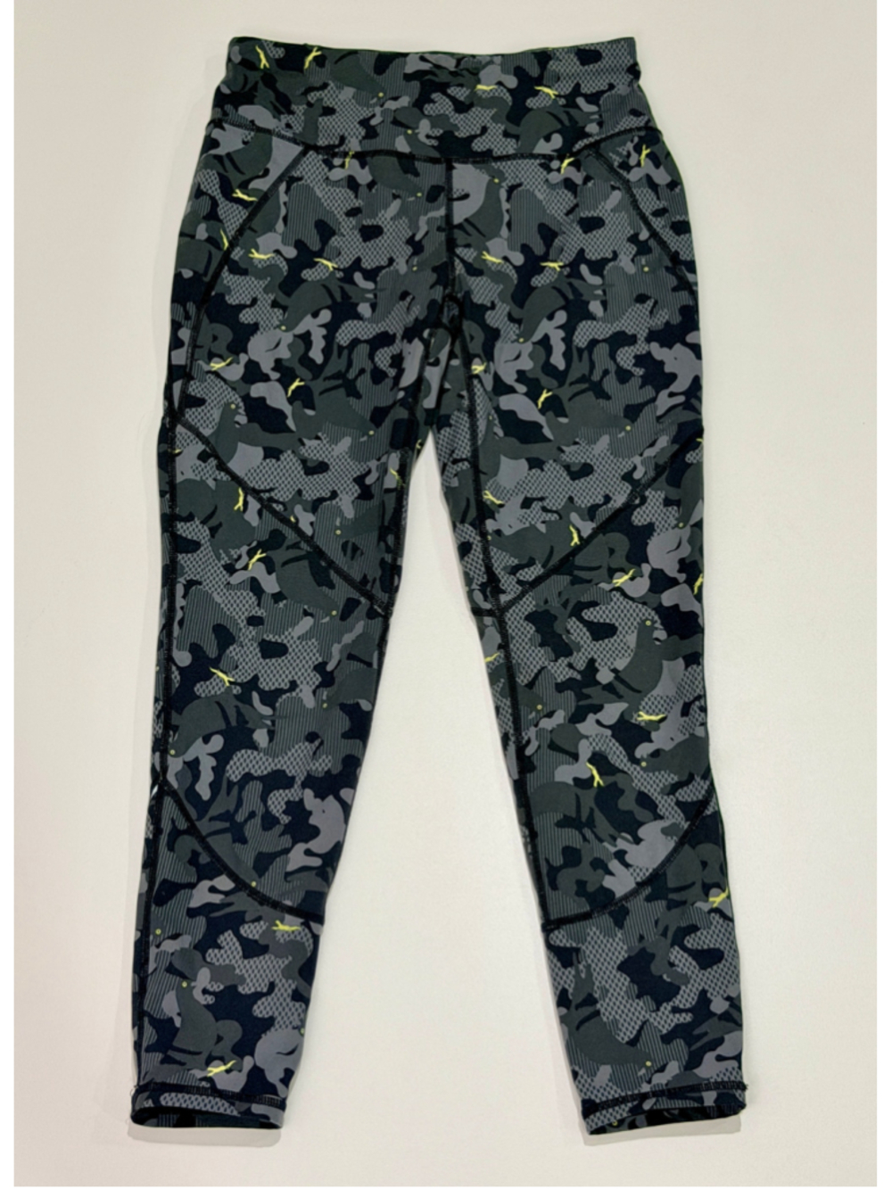 Sweaty Betty The Power 7/8 Leggings Camo Black Gray Yellow Athletic (XS/S)